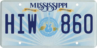 MS license plate HIW860