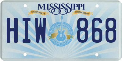 MS license plate HIW868