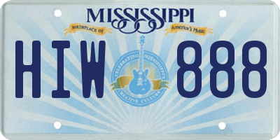 MS license plate HIW888