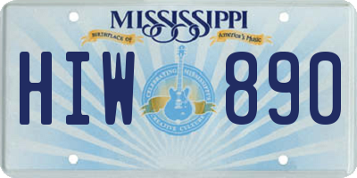 MS license plate HIW890