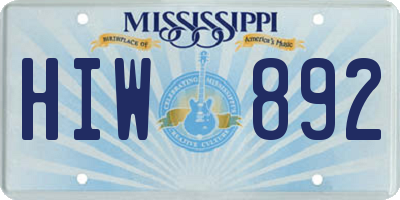 MS license plate HIW892