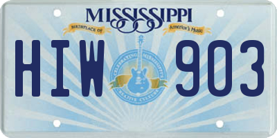 MS license plate HIW903