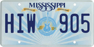 MS license plate HIW905