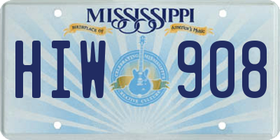 MS license plate HIW908