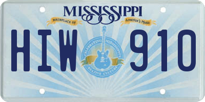 MS license plate HIW910