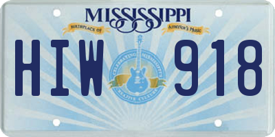MS license plate HIW918