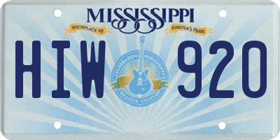 MS license plate HIW920
