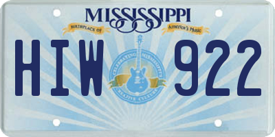 MS license plate HIW922