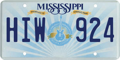 MS license plate HIW924