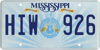MS license plate HIW926