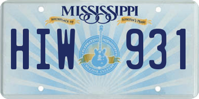 MS license plate HIW931