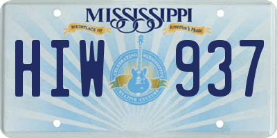 MS license plate HIW937
