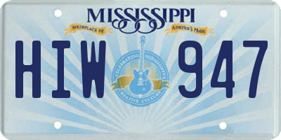 MS license plate HIW947