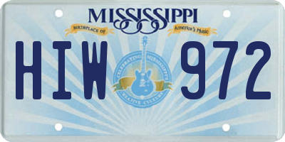 MS license plate HIW972