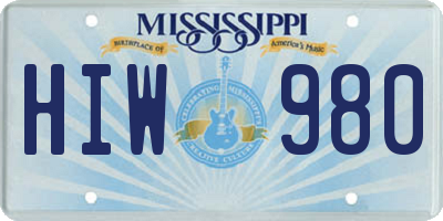 MS license plate HIW980