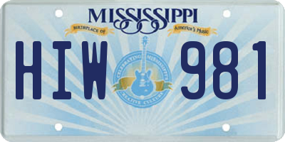 MS license plate HIW981