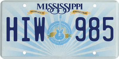MS license plate HIW985