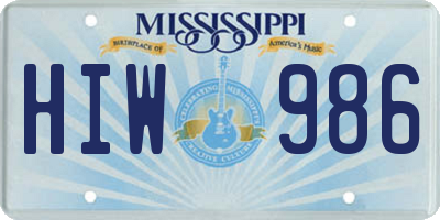 MS license plate HIW986