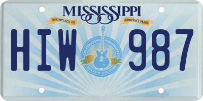 MS license plate HIW987