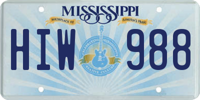 MS license plate HIW988