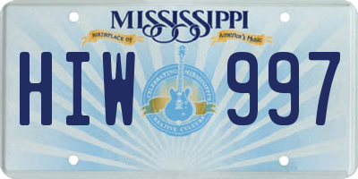 MS license plate HIW997