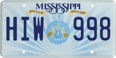 MS license plate HIW998
