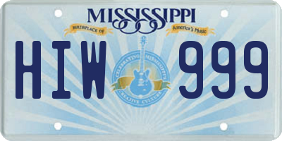 MS license plate HIW999