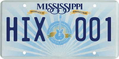 MS license plate HIX001
