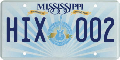 MS license plate HIX002