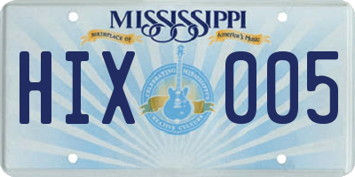 MS license plate HIX005