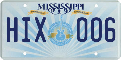 MS license plate HIX006