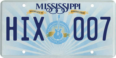 MS license plate HIX007