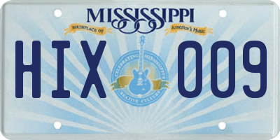 MS license plate HIX009