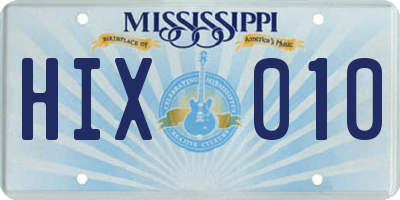 MS license plate HIX010