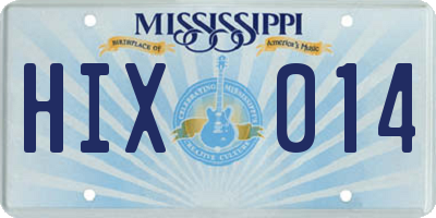 MS license plate HIX014