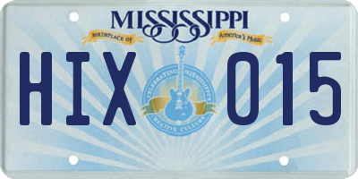 MS license plate HIX015