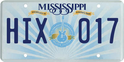 MS license plate HIX017