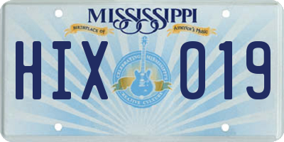 MS license plate HIX019