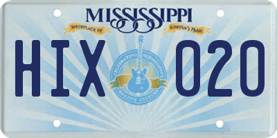 MS license plate HIX020
