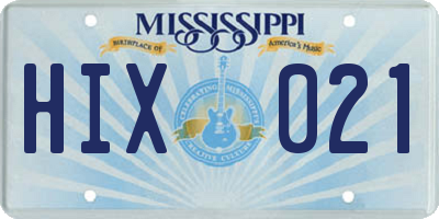 MS license plate HIX021