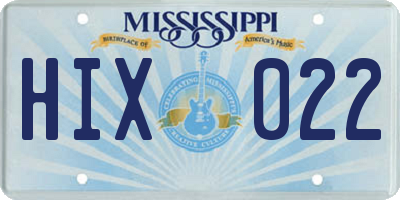 MS license plate HIX022