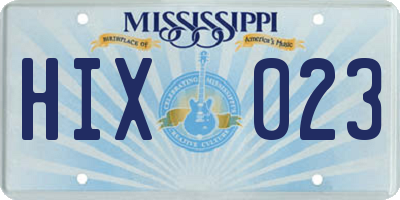 MS license plate HIX023