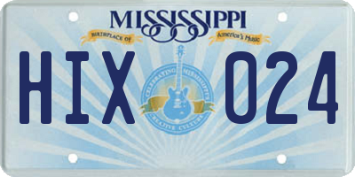 MS license plate HIX024