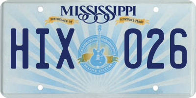 MS license plate HIX026