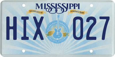 MS license plate HIX027