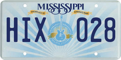 MS license plate HIX028