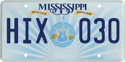 MS license plate HIX030
