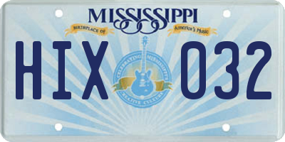 MS license plate HIX032