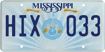 MS license plate HIX033