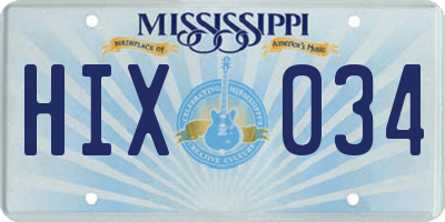 MS license plate HIX034